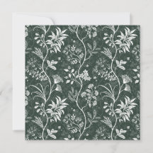 Carte d'art botanique en chintz vert foncé