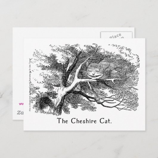 Carte d'art Cheshire Cat Alice au pays des merveil (Devant / Derrière)