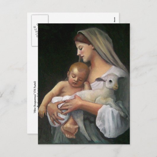 CARTE D'ART CLASSIQUE DE NOËL : MADONNA & ENFANT (Devant / Derrière)