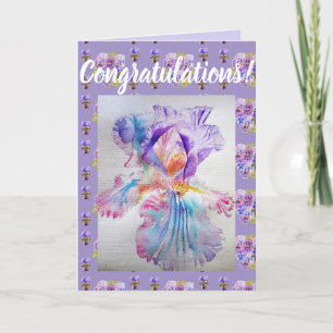 Carte d'art Congatation Florale Fleur Iris Violet