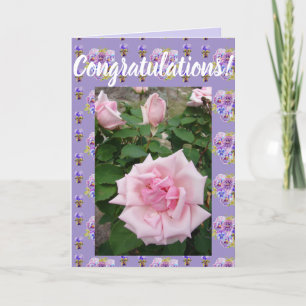 Carte d'art Congatations Florales Fleur Rose