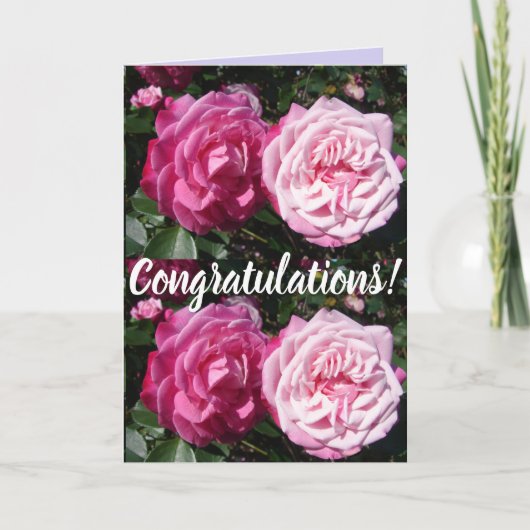 Carte d'art Congatations Florales Fleur Rose (Devant)