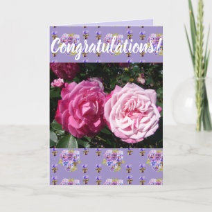 Carte d'art Congatations Florales Fleur Rose