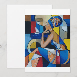 Carte d'art cubiste de femme africaine Afr géomé