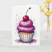 Carte d'art Cupcake Sucré (Fleur jaune)