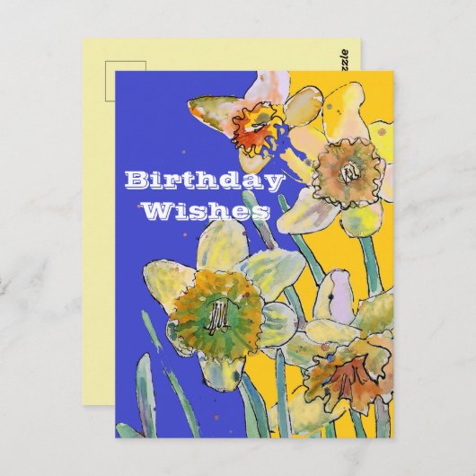 Carte d'art Daffodicolor Yellow Spring Flower (Devant / Derrière)