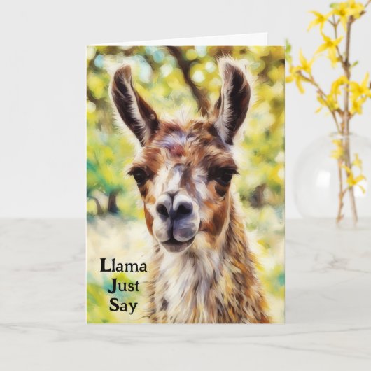 Carte d'art d'anniversaire Cute Pun Llama (Fleur jaune)
