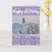 Carte d'art d'anniversaire mignonne fleur de chats (Fleur jaune)