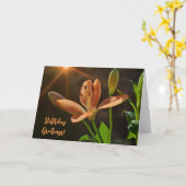 Carte d'art d'anniversaire Orange Lily Flower and (Fleur jaune)