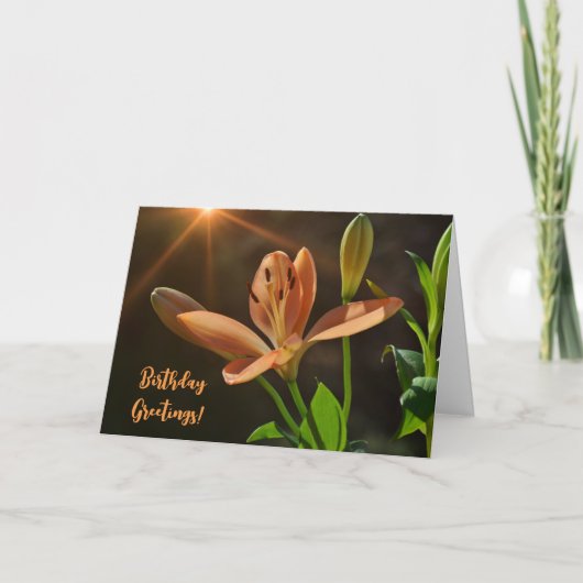 Carte d'art d'anniversaire Orange Lily Flower and (Devant)