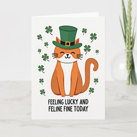 Carte d'art de chat lutin chanceux (Devant)