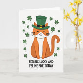 Carte d'art de chat lutin chanceux (Fleur jaune)