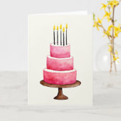 Carte d'art de gâteau rose superposé (Fleur jaune)