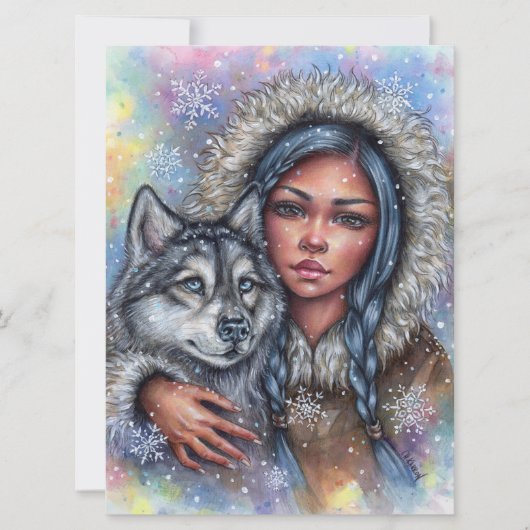 Carte d'art de la première neige Husky Meilleur am (Devant)