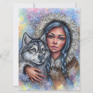 Carte d'art de la première neige Husky Meilleur am