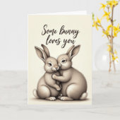 Carte d'art de lapin doux (Fleur jaune)