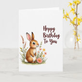 Carte d'art de lapin joyeux (Fleur jaune)