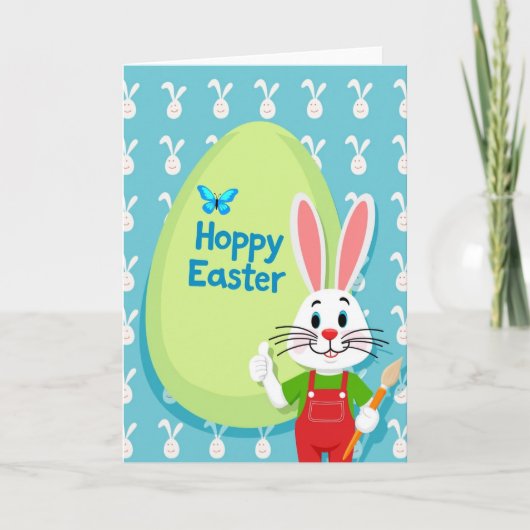 Carte d'art de lapin printanier heureux (Devant)