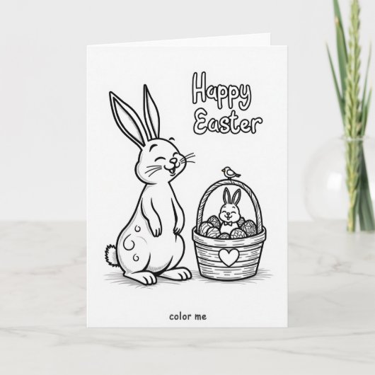 Carte d'art de lapin printanier joyeux (Devant)