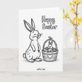 Carte d'art de lapin printanier joyeux (Fleur jaune)