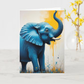 Carte d'art de l'éléphant festif (Fleur jaune)