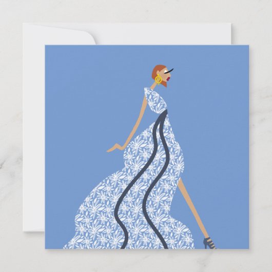 Carte d'art de mode glamour Blue Rhythm Muse (Devant)