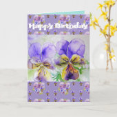 Carte d'art de peinture à l'aquarelle violette Vio (Fleur jaune)