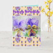 Carte d'art de peinture à l'aquarelle violette Vio (Fleur jaune)