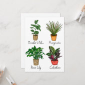 Carte d'art de plantes de maison dessinées à la ma (Devant/Arrière en situation)