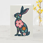 Carte d'art de profil de lapin botanique (Fleur jaune)