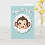 Carte d'art de singe joyeux (Fleur jaune)