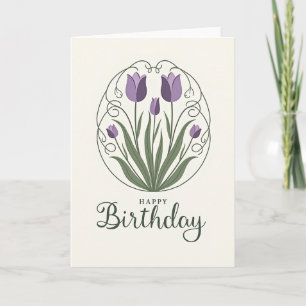 Carte d'art de tulipe violette rayée