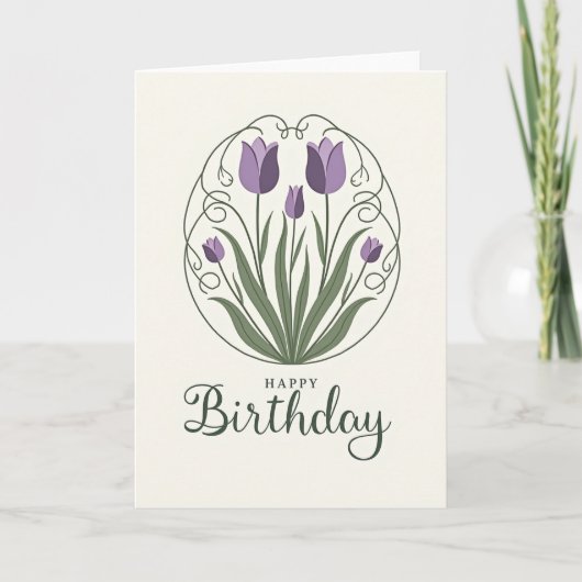 Carte d'art de tulipe violette rayée (Devant)
