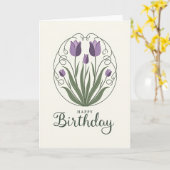 Carte d'art de tulipe violette rayée (Fleur jaune)