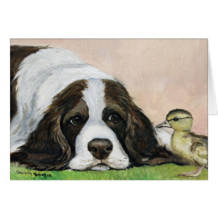 Carte d'art d'épagneul et "de caneton de springer