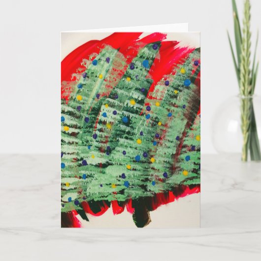 Carte d'art des arbres de vacances avec lumières (Devant)