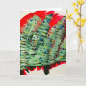 Carte d'art des arbres de vacances avec lumières (Fleur jaune)