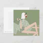 Carte d'art d'illustration chic de fille de plage (Devant / Derrière)
