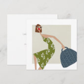 Carte d'art d'illustration de mode estivale Chic D (Devant / Derrière)