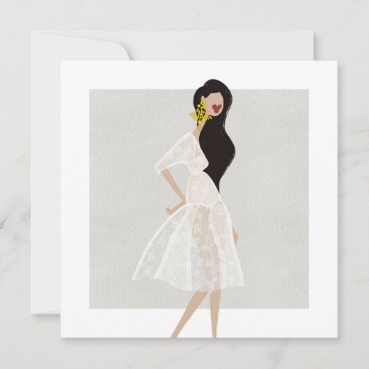 Carte d'art d'illustration de mode féminine douce (Devant)