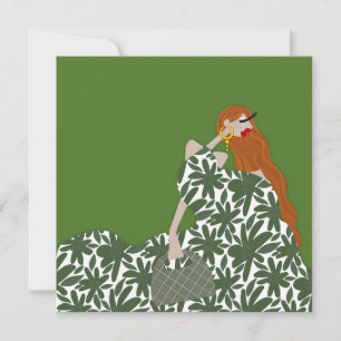 Carte d'art d'illustration de mode florale féminin