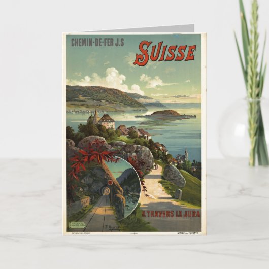Carte d'art d'illustration de voyage vintage Suiss (Devant)