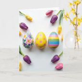 Carte d'art d'œuf décoré de printemps (Fleur jaune)