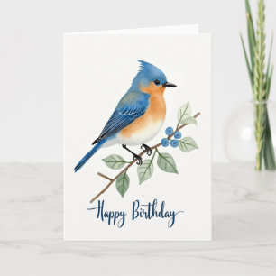 Carte d'art d'oiseau perché joyeux