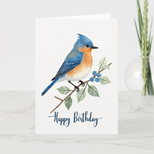 Carte d'art d'oiseau perché joyeux (Devant)