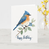 Carte d'art d'oiseau perché joyeux (Fleur jaune)