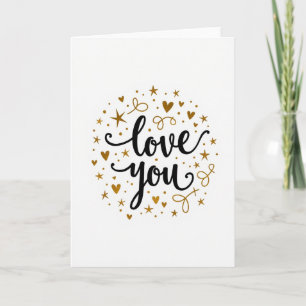 Carte d'art dorée Love You