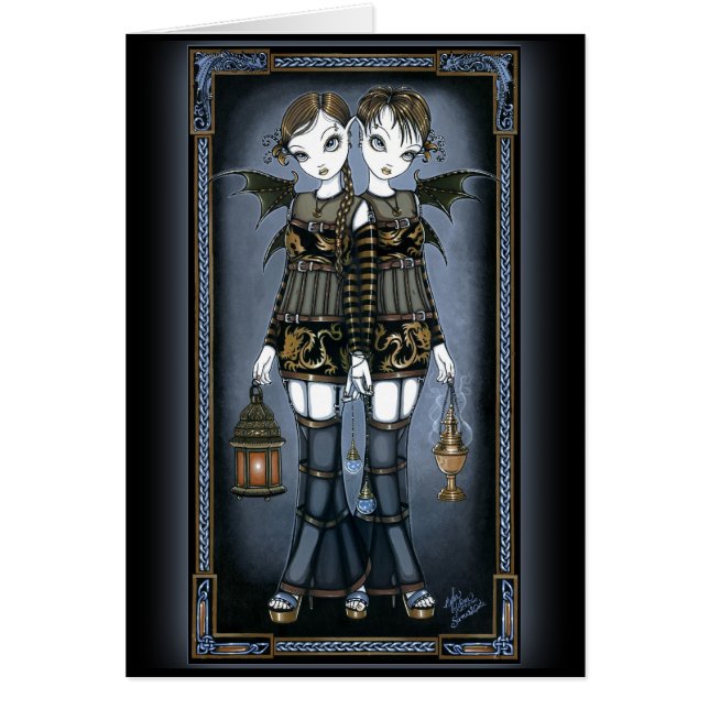 Carte d'art Dragon Twin Fairies "Sienna & Celeste" (Devant)