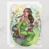Carte d'art Dragonling Elves Imaginaire Fairytale  (Devant / Derrière)