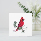 Carte d'art du Cardinal à l'aquarelle par Amy DeVa (Debout devant)